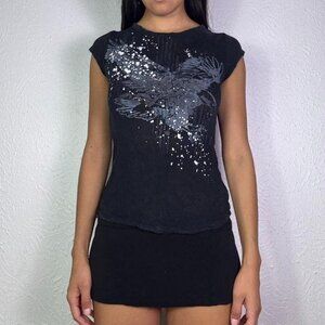 Y2k FOREVER 21 GRUNGE GRAPHIC FITTED TEE